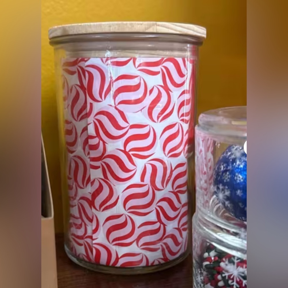 Glass Storage Jar Wood Lid Peppermint Insert